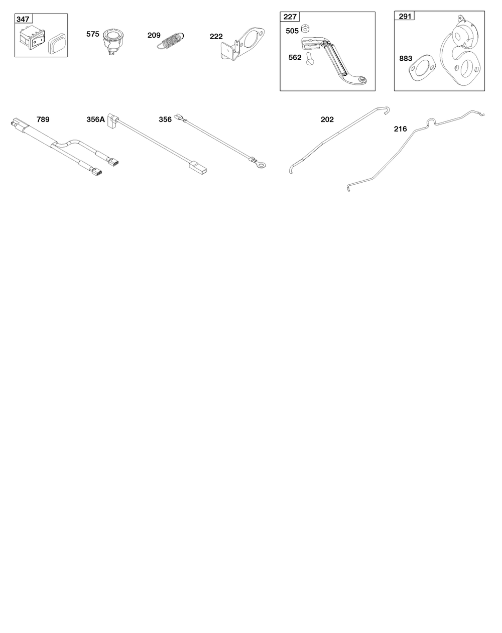 Controls Group Diagram and Parts List for 121S0B-0071-F1  Briggs and Stratton Engine